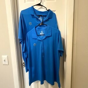 Two Walmart Men's Blue Polo Shirts 2XL Short Sleeve Work Uniform